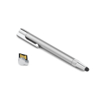 Aluminium USB-pen met touchpunt en zwarte inkt kleur glanzend zilver