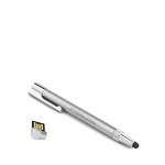 Aluminium USB-pen met touchpunt en zwarte inkt kleur glanzend zilver met afdrukgebied
