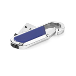 Uitschuifbare RVS USB met karabijnhaak kleur koningsblauw