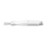 Polyester USB-lanyard met grip aan één uiteinde kleur wit