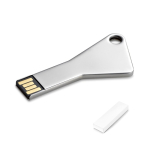 Aluminium USB in driehoekige sleutelvorm kleur zilver in doosje