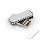 Uitschuifbare metalen USB in chroom kleur zilver in doosje