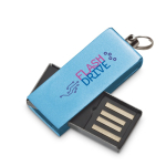 Aluminium USB met gekleurde draaiclip kleur lichtblauw