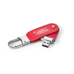 USB van PU-leer met haakvormige karabijn kleur rood