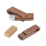 Draaibare USB van walnoothout kleur donker hout in doosje