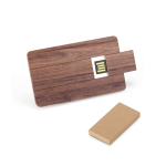 Personaliseerbare USB-kaart van walnoothout kleur donker hout in doosje
