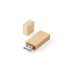 USB met bamboehouten behuizing en afsluitdop kleur naturel