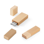 USB met bamboehouten behuizing en afsluitdop kleur naturel in doosje