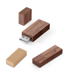 USB van walnoothout met afsluitdop kleur donker hout in doosje
