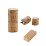 Kurken USB in vorm van wijnstop kleur naturel in doosje