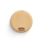 Ronde USB van tarwevezel en kunststof kleur naturel