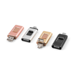 Metalen USB 4-in-1 met uitschuifbare clip kleur zwart