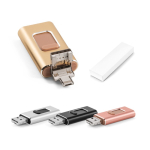 Metalen USB 4-in-1 met uitschuifbare clip kleur zwart in doosje