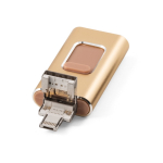 Metalen USB 4-in-1 met uitschuifbare clip kleur lichtgoud