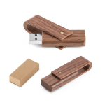 Volledig draaibare USB van walnoothout kleur donker hout in doosje