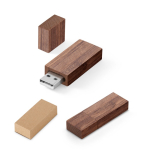 USB van walnoothout met afsluitdop kleur donker hout in doosje