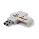 Draaibare USB-stick van tarwestro kleur wit