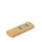 Eco USB vierkant van tarwestro kleur naturel met jouw bedrukking