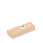 USB met bamboehouten behuizing en afsluitdop kleur naturel met jouw bedrukking