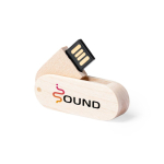 Draaibare slanke USB met houten behuizing kleur licht hout