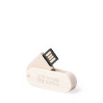Draaibare slanke USB met houten behuizing met jouw bedrukking
