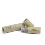 Voordelige cilindrische USB-stick van gerecycled karton kleur naturel