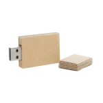 USB-stick van gerecycled karton met dop kleur beige