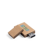 USB-stick van gerecycled karton met dop kleur beige met jouw bedrukking
