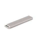 Platte metalen USB-stick met ledverlichting voor logo kleur zilver