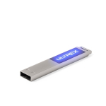 Platte metalen USB-stick met ledverlichting voor logo kleur zilver