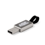 Metalen USB-stick met gegraveerd en verlicht logo via led kleur zilver