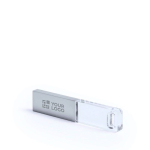 Metalen en glazen USB-stick met ledverlichting bij aansluiting kleur zilver met jouw bedrukking