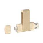 Draaibare houten USB met type-C aansluiting kleur licht hout