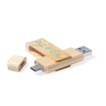 Draaibare houten USB met type-C aansluiting kleur licht hout