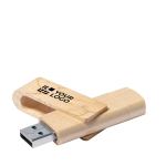 Draaibare houten USB met type-C aansluiting met jouw bedrukking