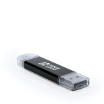 Aluminium USB met Micro-USB en type-C aansluiting kleur zwart met jouw bedrukking