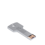 Metalen USB 3.0 stick in sleutelvorm kleur zilver met jouw bedrukking