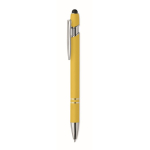 Gerecyclede aluminium pen met rubberen afwerking blauwe inkt