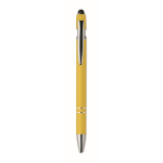 Gerecyclede aluminium pen met rubberen afwerking blauwe inkt tweede weergave