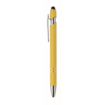 Gerecyclede aluminium pen met rubberen afwerking blauwe inkt derde weergave