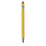 Gerecyclede aluminium pen met rubberen afwerking blauwe inkt vierde weergave