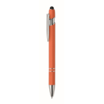 Gerecyclede aluminium pen met rubberen afwerking blauwe inkt