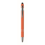 Gerecyclede aluminium pen met rubberen afwerking blauwe inkt tweede weergave
