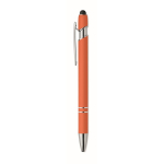 Gerecyclede aluminium pen met rubberen afwerking blauwe inkt derde weergave