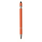 Gerecyclede aluminium pen met rubberen afwerking blauwe inkt vierde weergave
