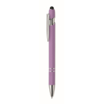 Gerecyclede aluminium pen met rubberen afwerking blauwe inkt