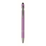 Gerecyclede aluminium pen met rubberen afwerking blauwe inkt tweede weergave