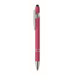 Gerecyclede aluminium pen met rubberen afwerking blauwe inkt