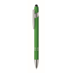 Gerecyclede aluminium pen met rubberen afwerking blauwe inkt