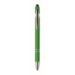 Gerecyclede aluminium pen met rubberen afwerking blauwe inkt tweede weergave